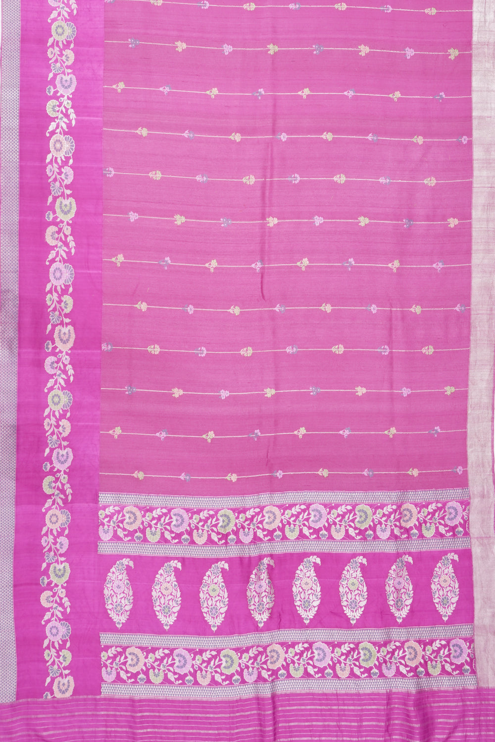 Banarasi Tussar Vertical Lines Purple Saree