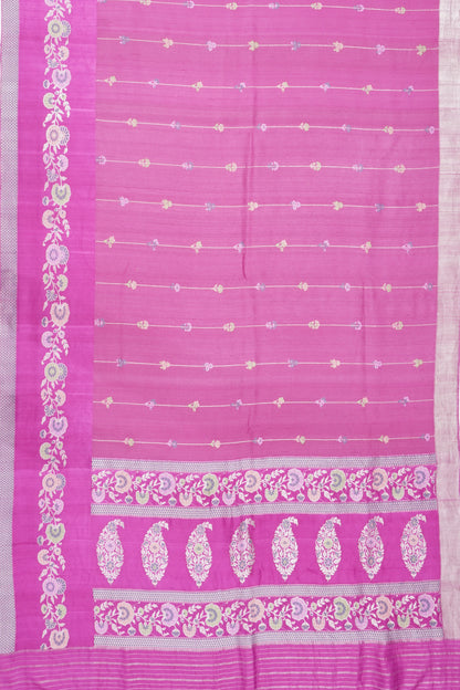 Banarasi Tussar Vertical Lines Purple Saree