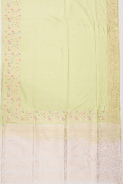 Banarasi Silk Plain Pista Green Saree