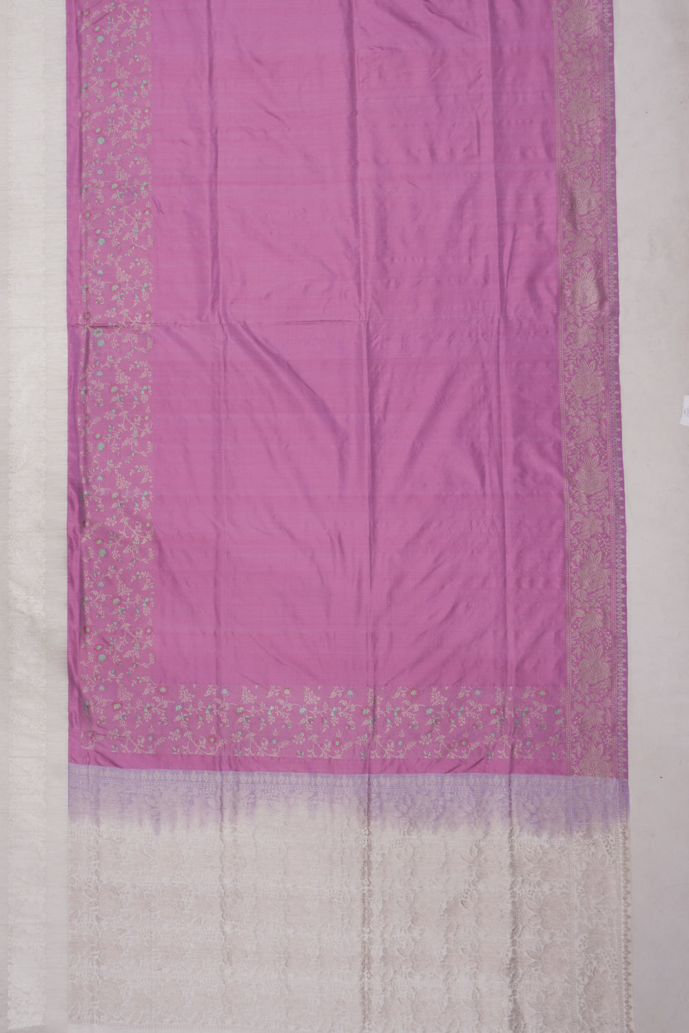 Banarasi Silk Plain Lavender Saree With Linen Border