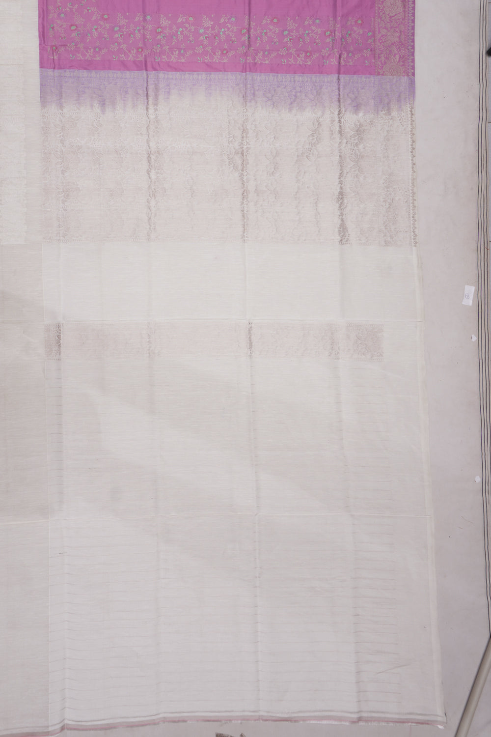 Banarasi Silk Plain Lavender Saree With Linen Border