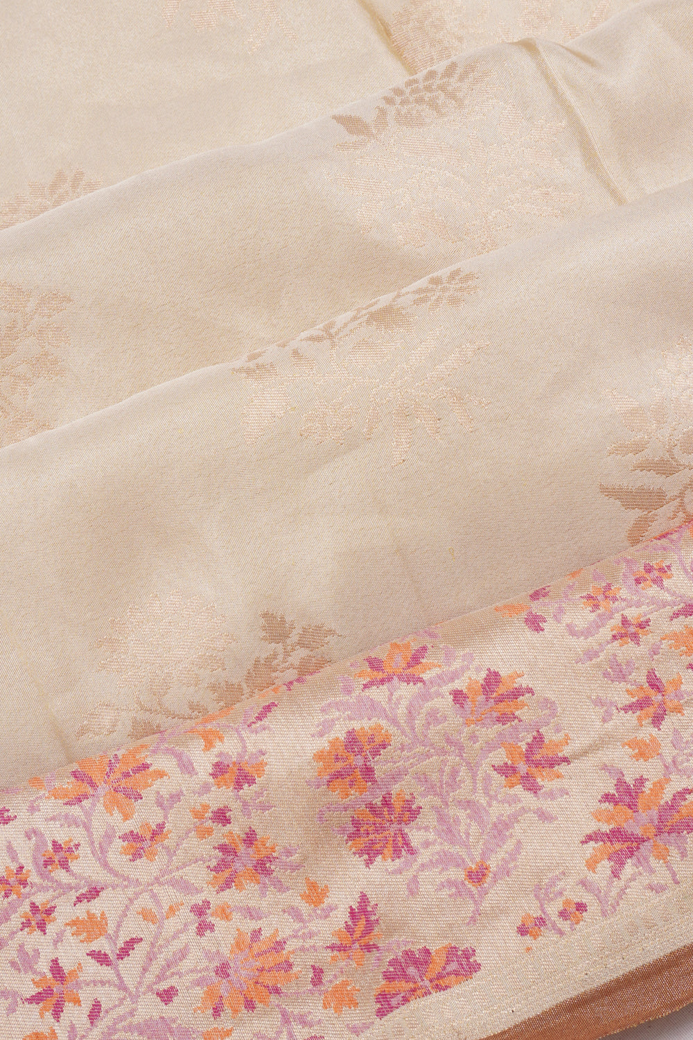 Banarasi Silk Tissue Butta Cream Saree