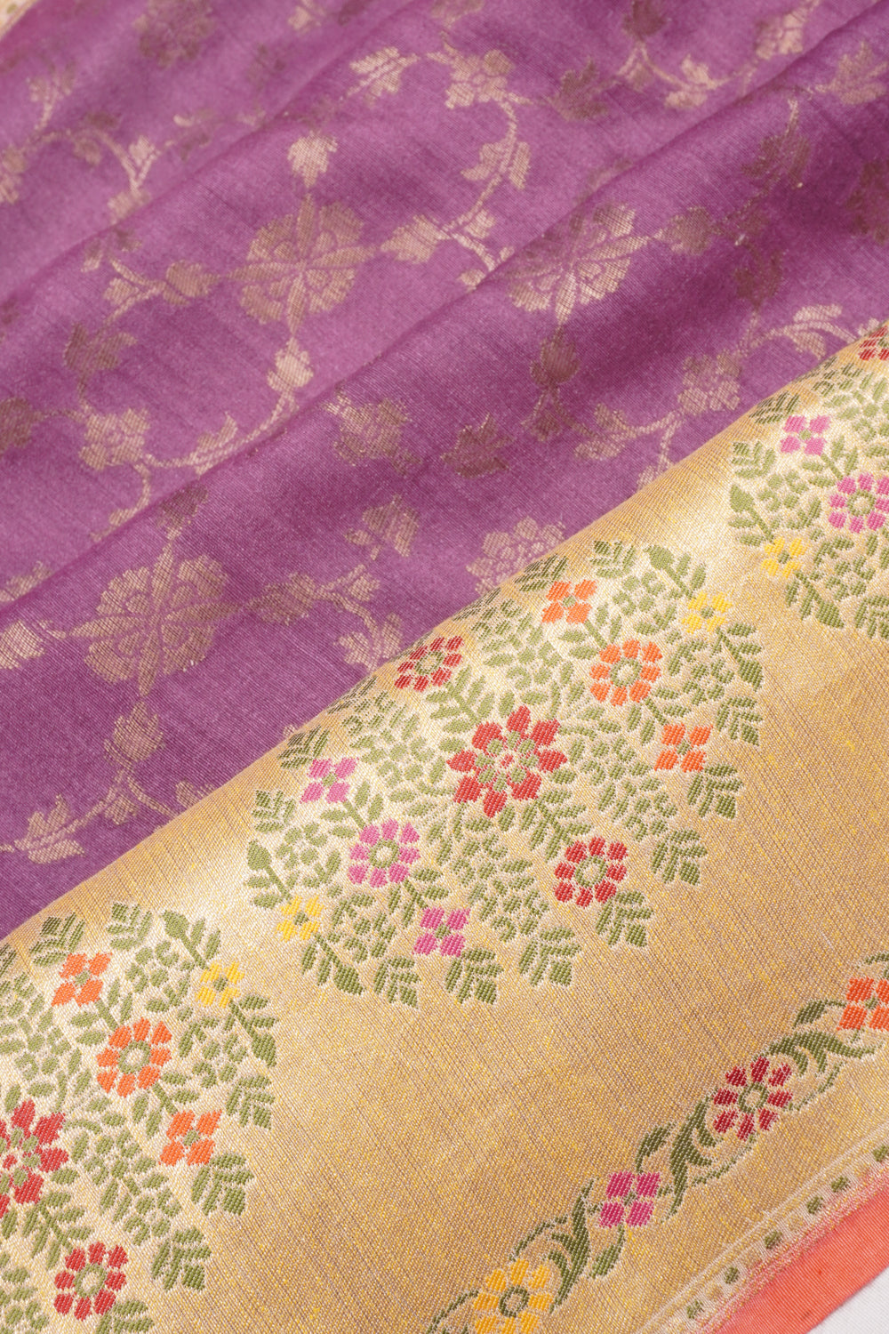 Banarasi Tussar Brocade Purple Saree