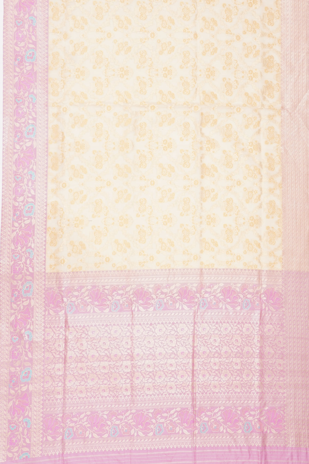 Banarasi Kora Organza Jaal Cream Saree