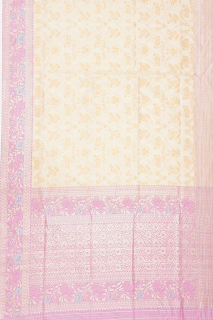 Banarasi Kora Organza Jaal Cream Saree