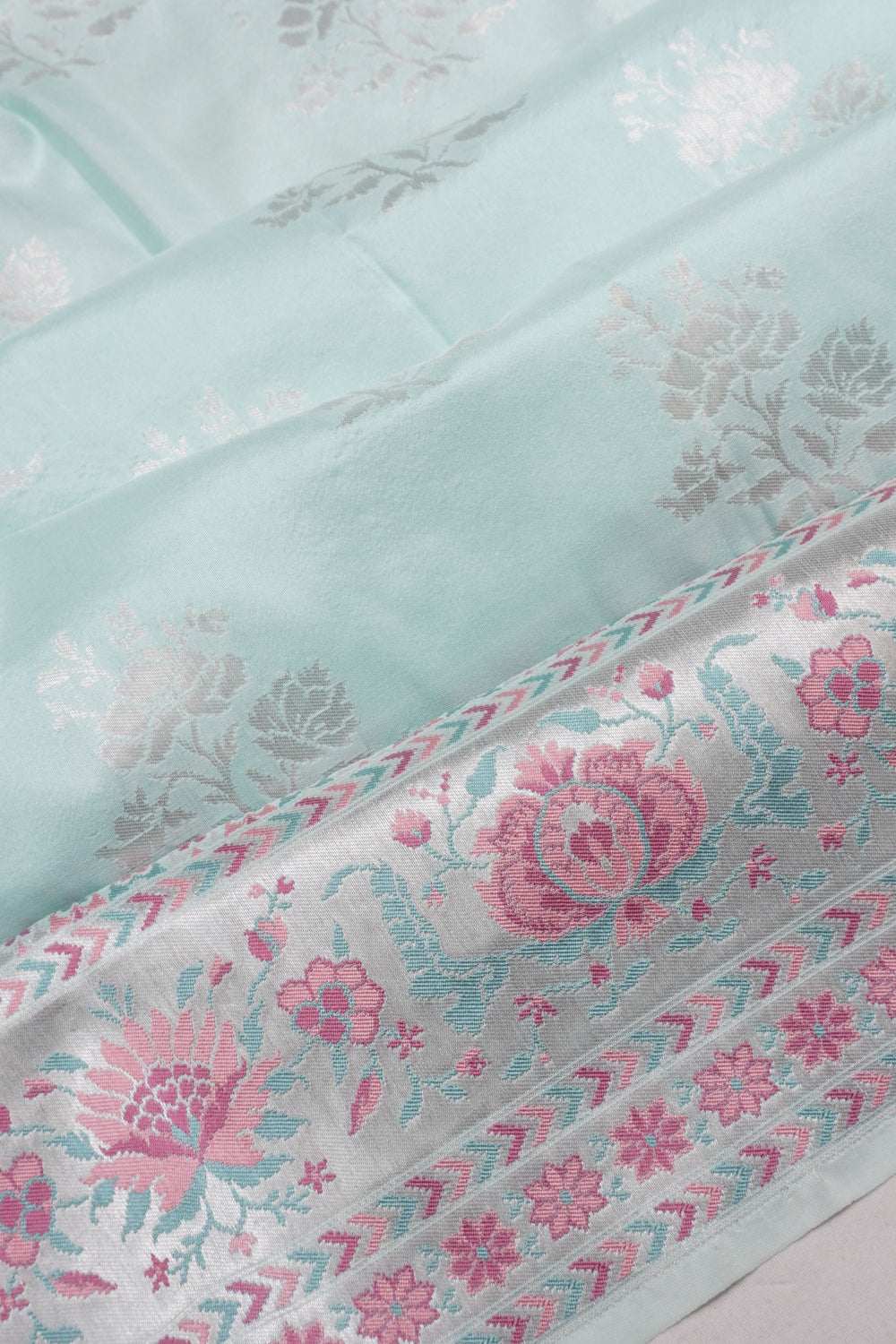 Banarasi Silk Butta Pastel Blue Saree