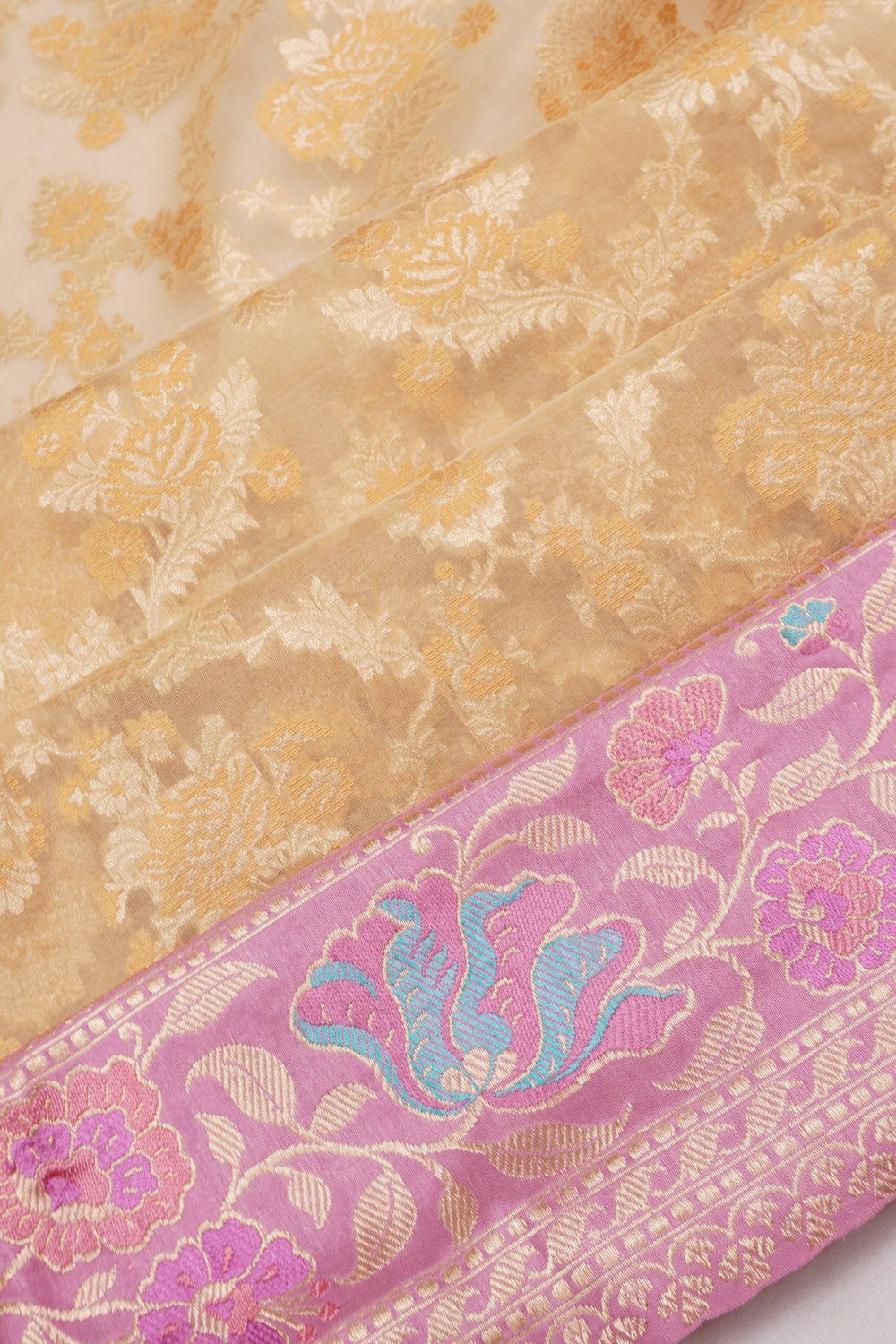 Banarasi Kora Organza Cream Saree