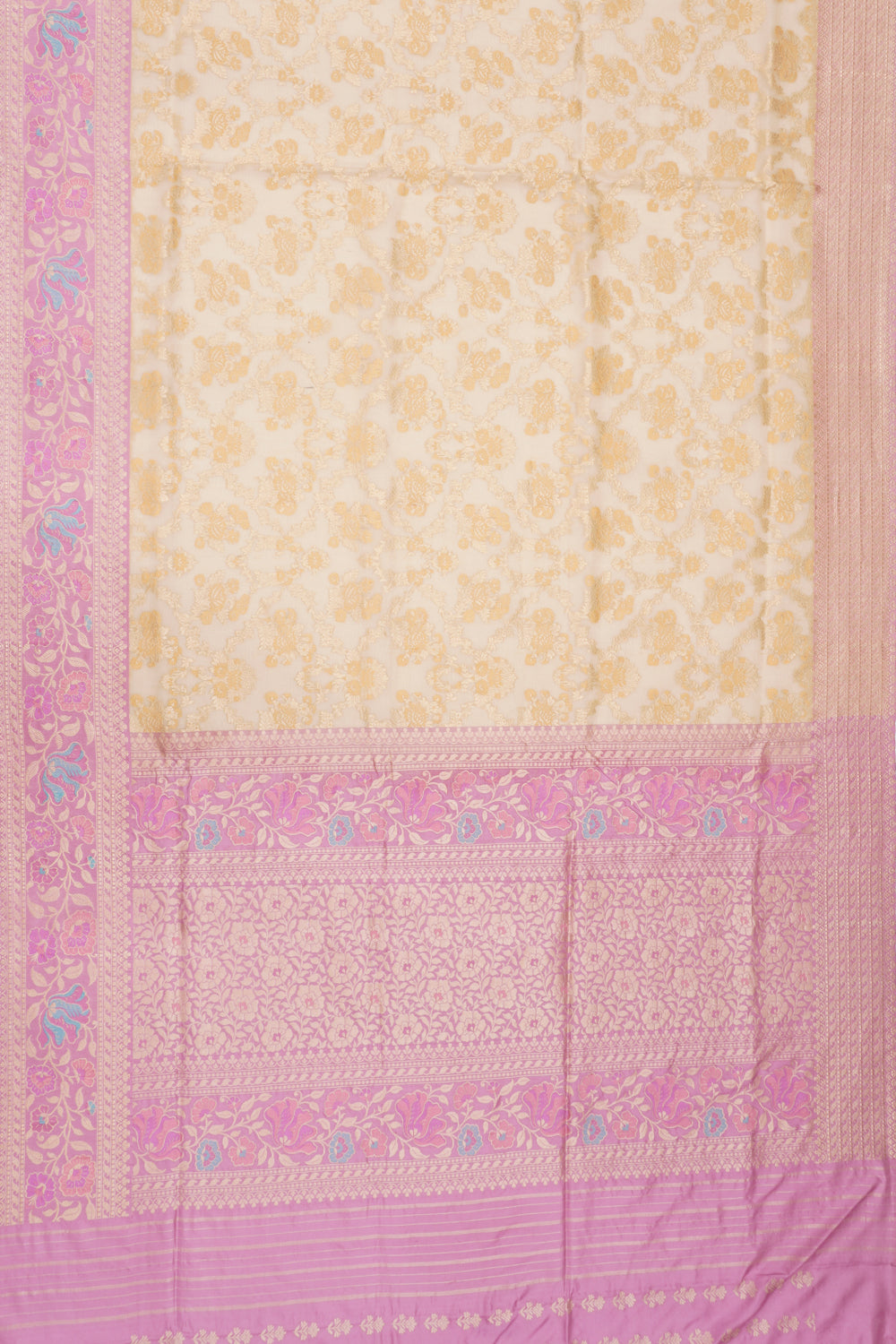Banarasi Kora Organza Cream Saree