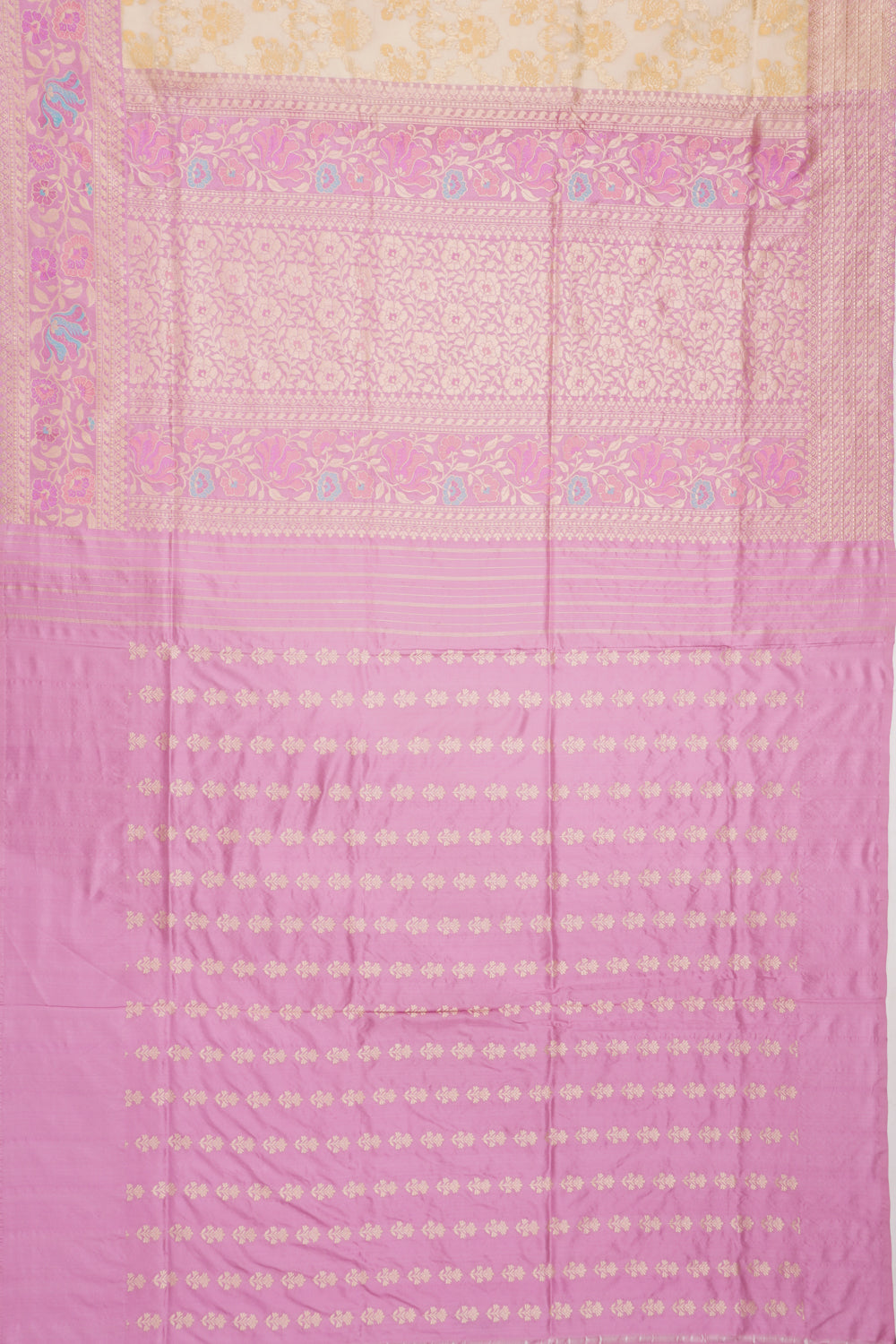 Banarasi Kora Organza Cream Saree