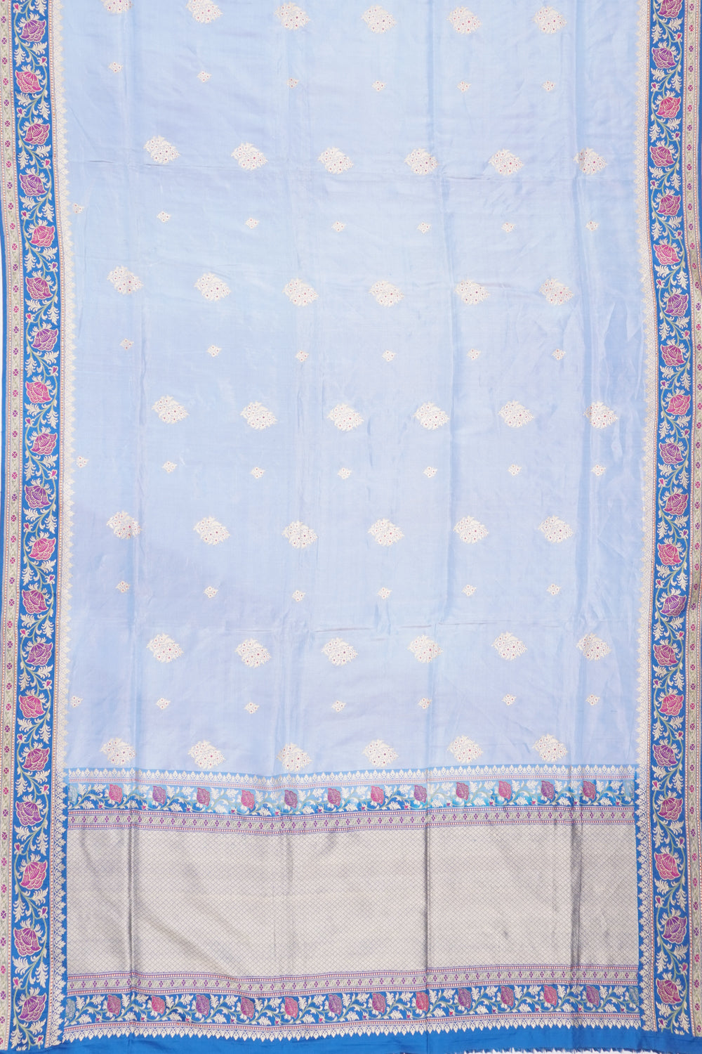 Banarasi Silk Tissue Butta Pastel Blue Saree