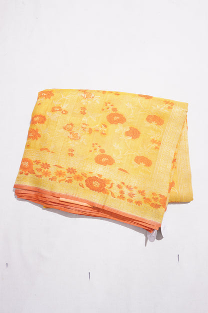 Banarasi Tussar Brocade Yellow Saree