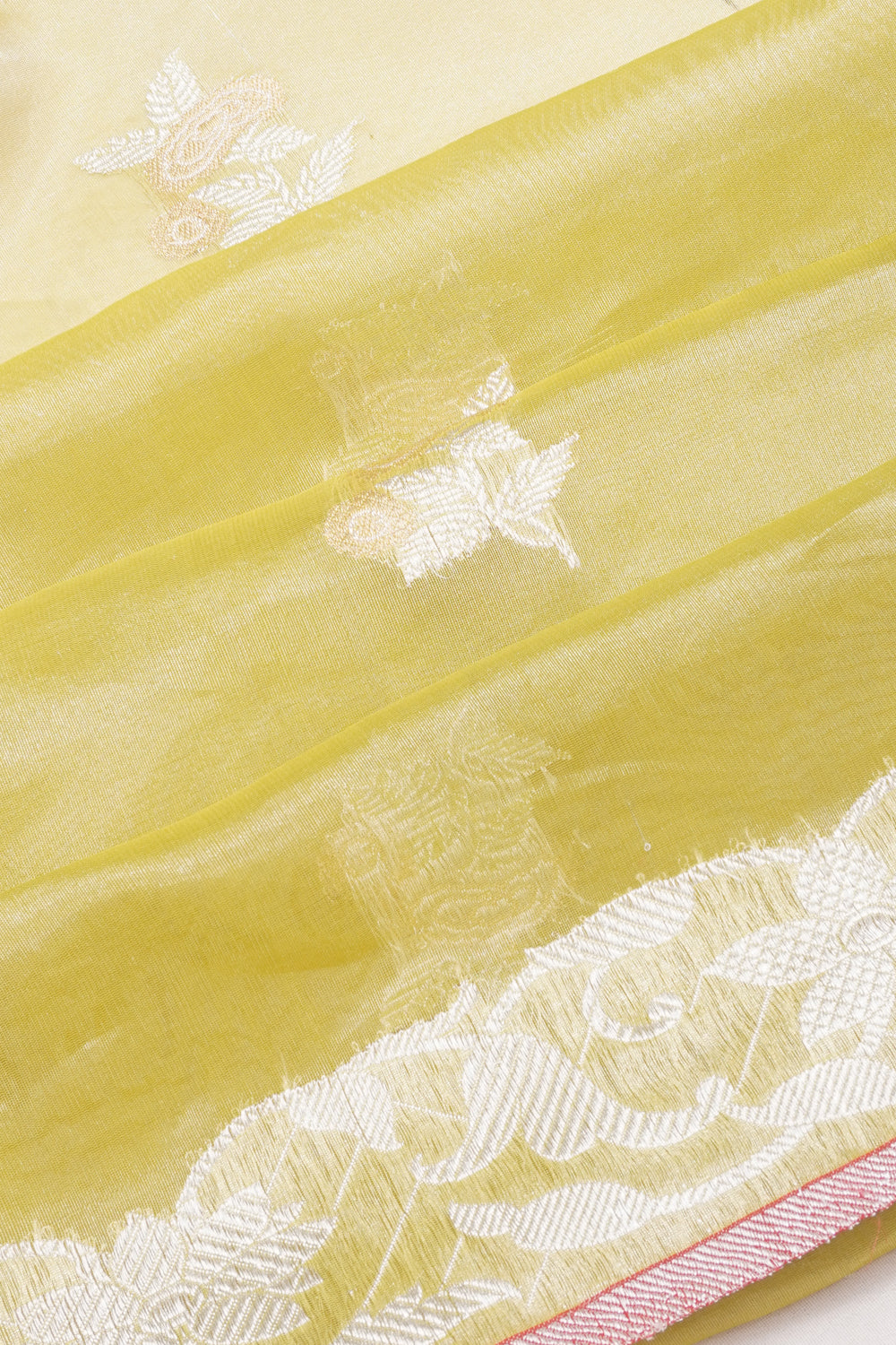 Banarasi Kora Oragna Butta Green Saree