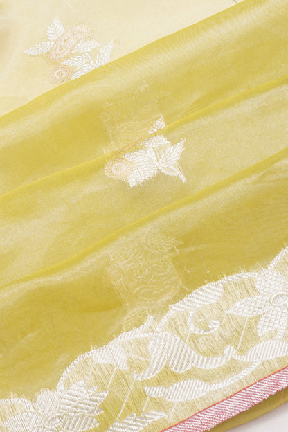 Banarasi Kora Oragna Butta Green Saree