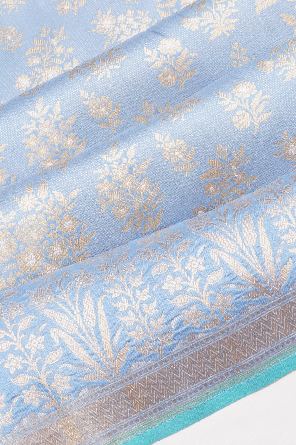Banarasi Silk Brocade Pastel Blue Saree