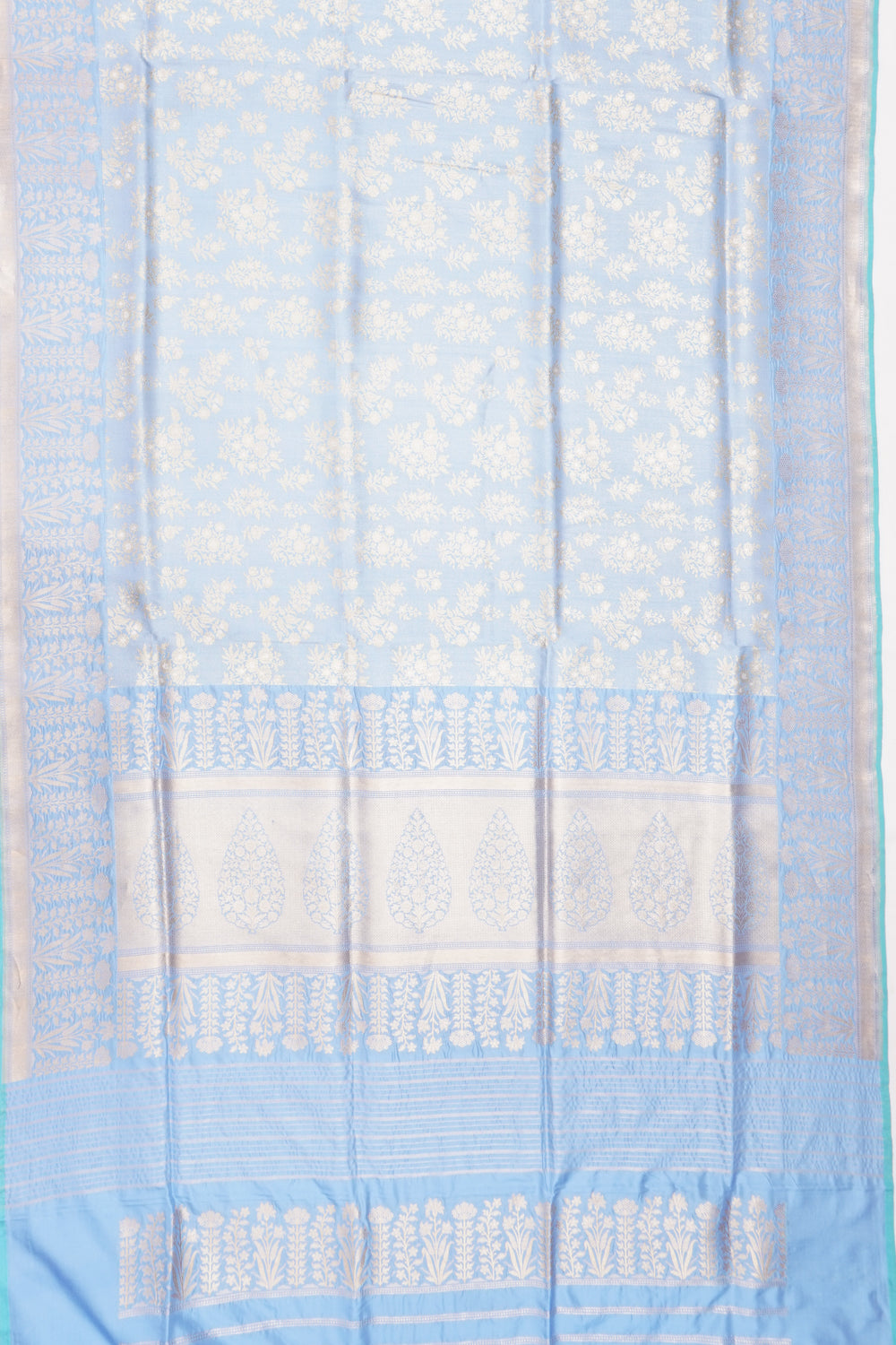 Banarasi Silk Brocade Pastel Blue Saree