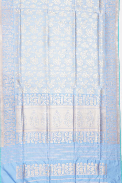 Banarasi Silk Brocade Pastel Blue Saree