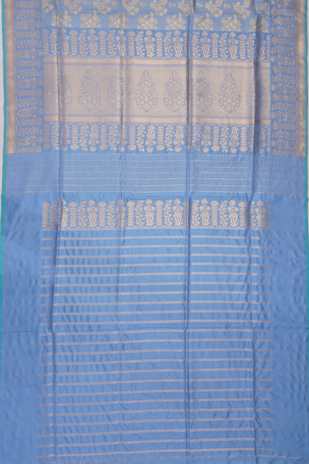 Banarasi Silk Brocade Pastel Blue Saree