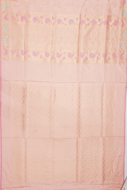 Banarasi Silk Tissue Butta Peach Saree