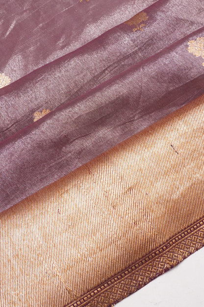 Banarasi Silk Tissue Butta Burgundy Saree