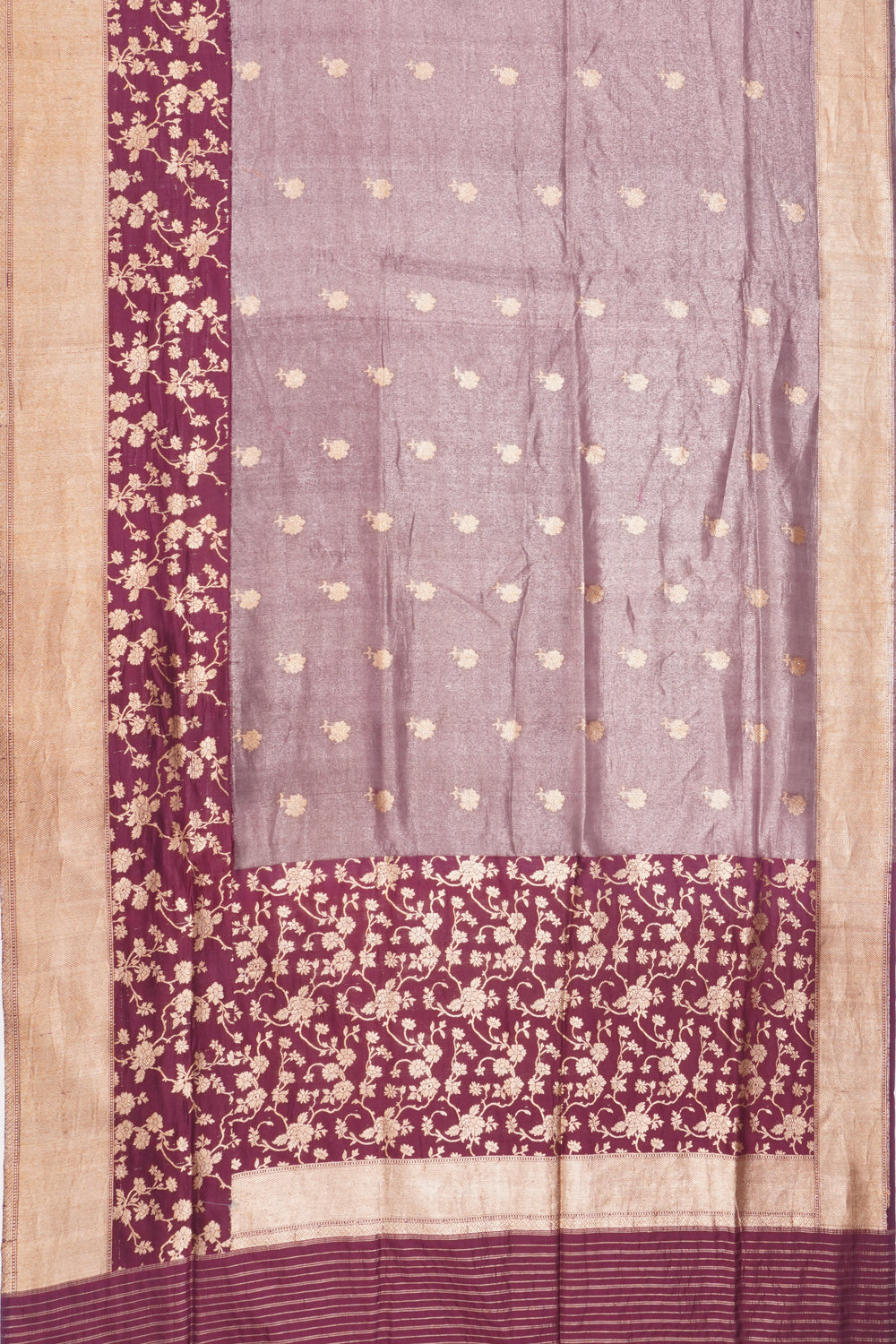 Banarasi Silk Tissue Butta Burgundy Saree