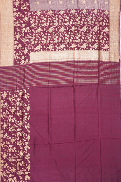 Banarasi Silk Tissue Butta Burgundy Saree