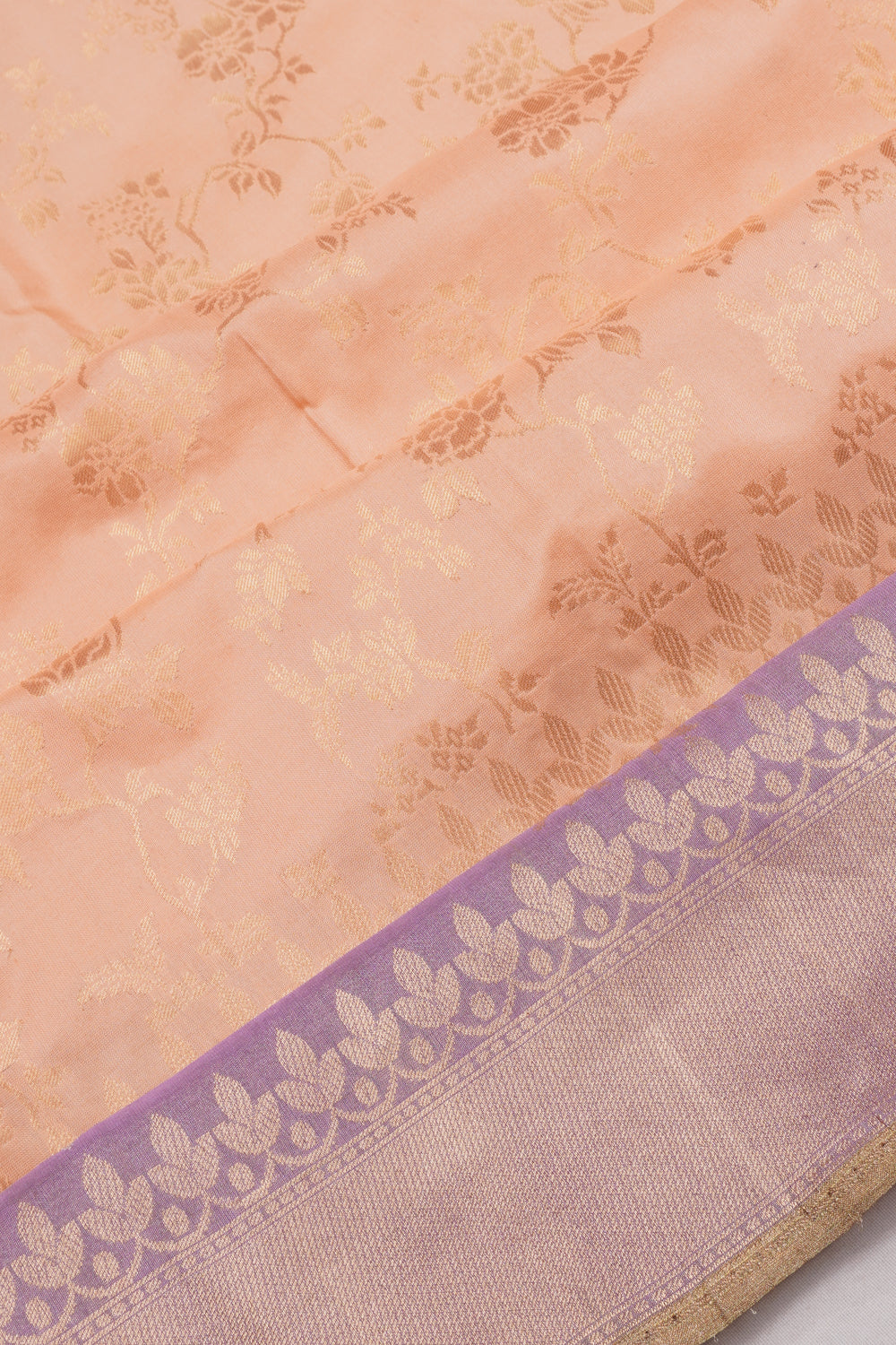 Banarasi Silk Brocade Pastel Orange Saree