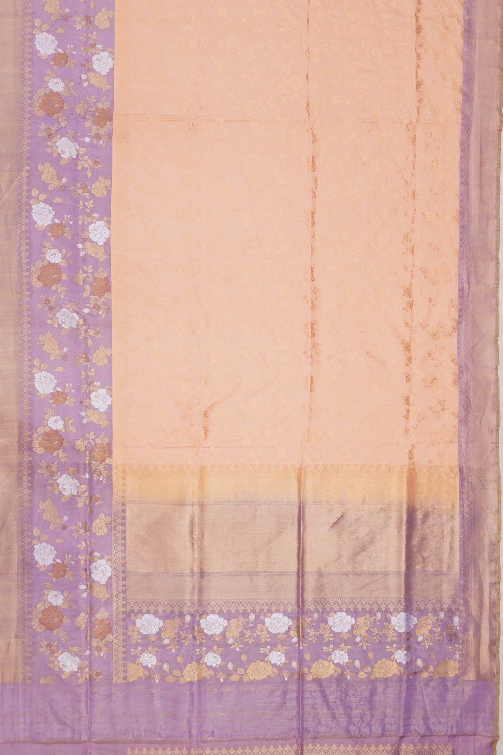 Banarasi Silk Brocade Pastel Orange Saree