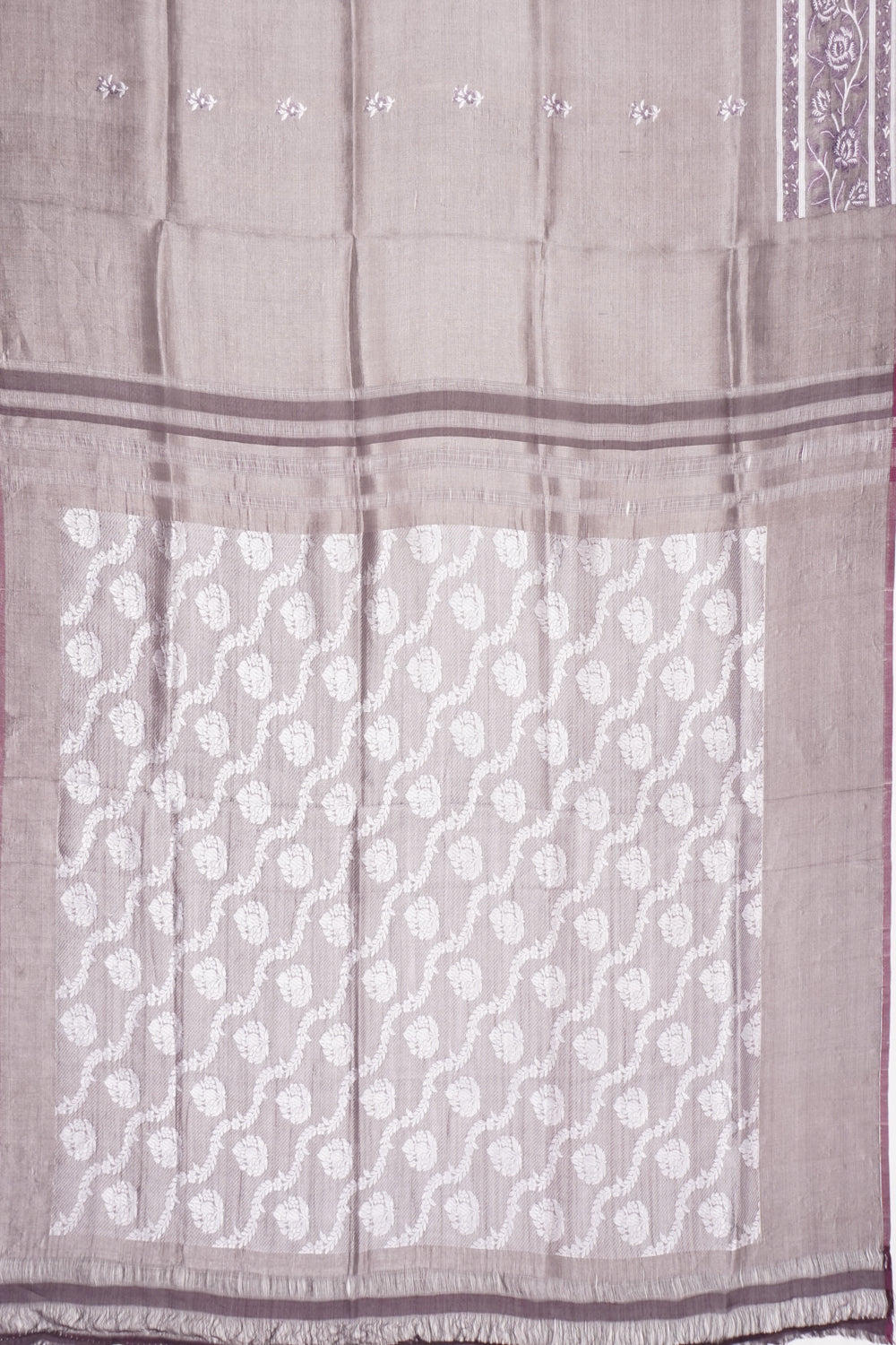Banarasi Silk Tissue Butta Grey Saree