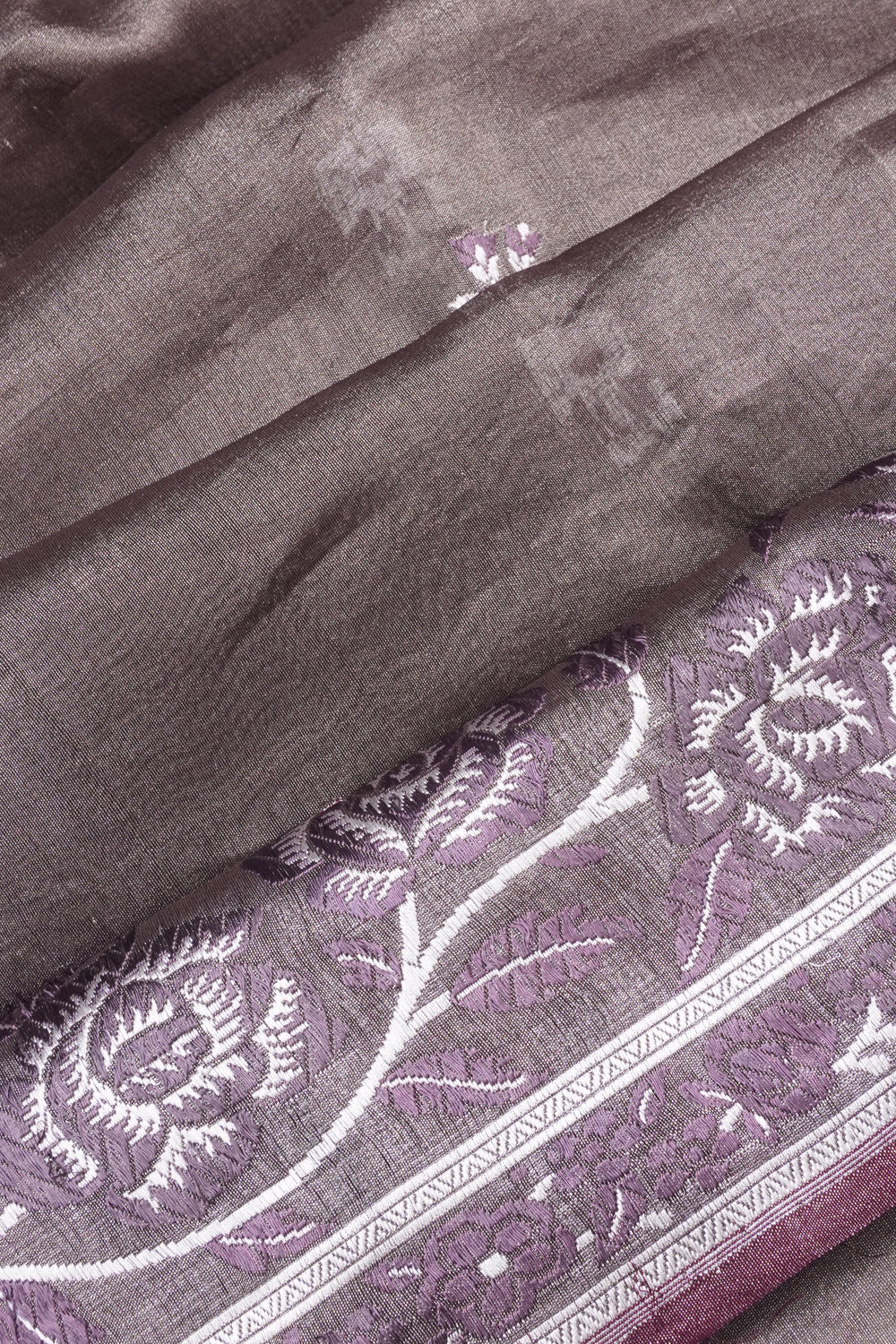 Banarasi Silk Tissue Butta Grey Saree