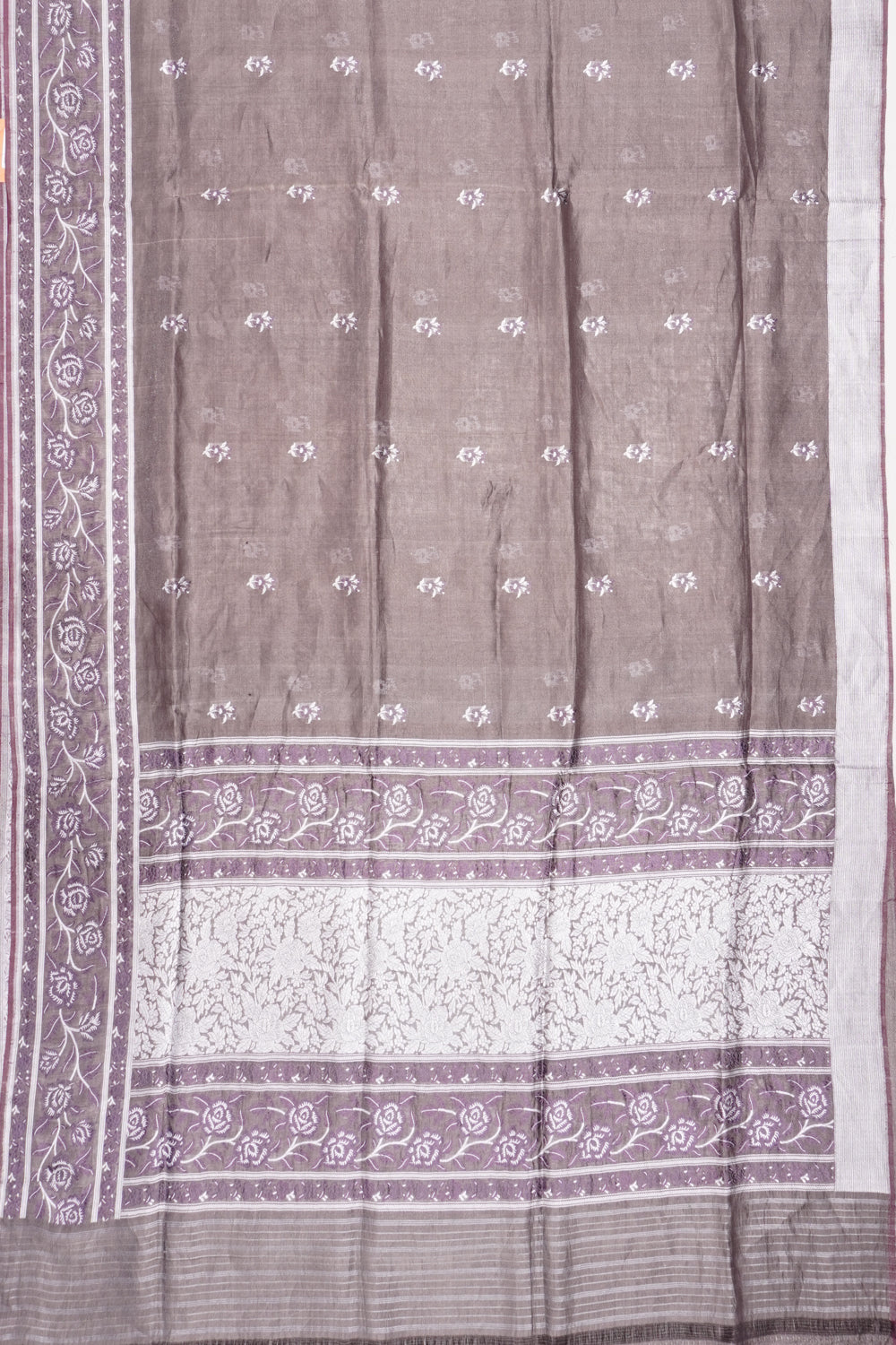 Banarasi Silk Tissue Butta Grey Saree