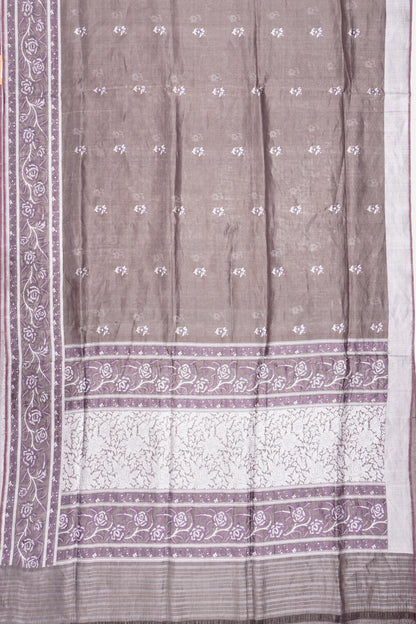 Banarasi Silk Tissue Butta Grey Saree