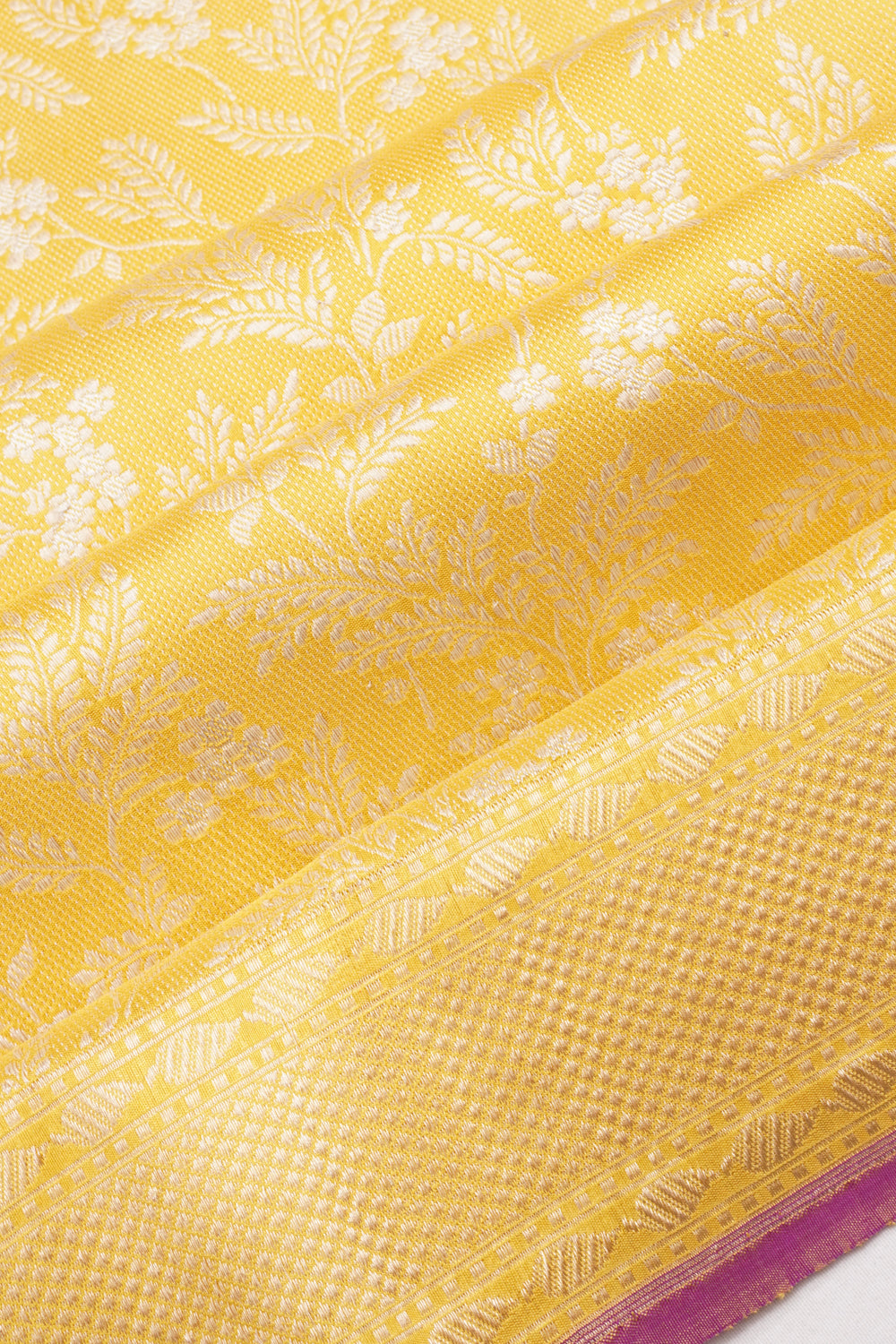 Banarasi Silk Brocade Yellow Saree
