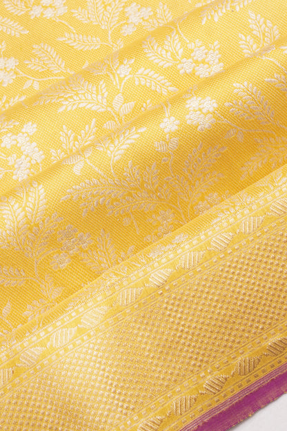 Banarasi Silk Brocade Yellow Saree
