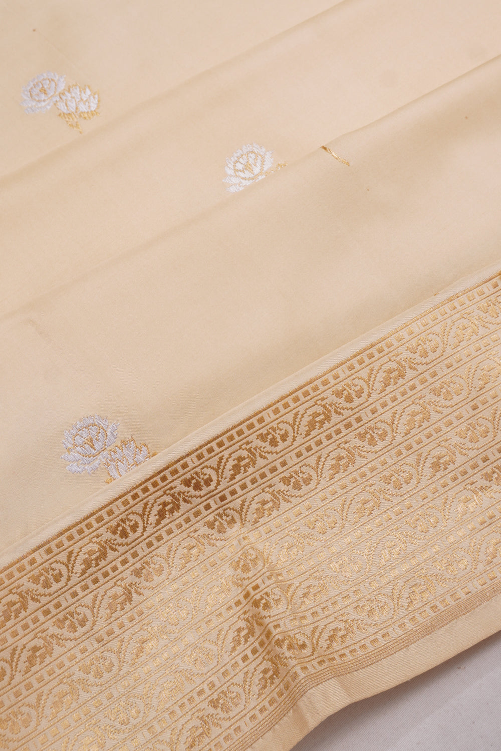 Banarasi Silk Butta Cream Saree