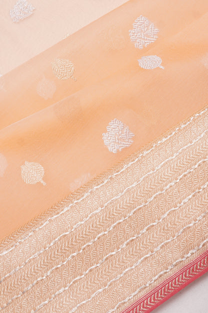 Banarasi Kora Organza Butta Pastel Orange Saree