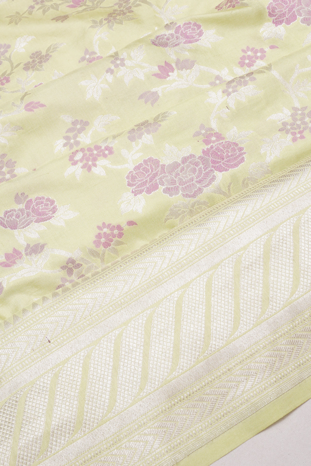 Banarasi Silk Jaal Pastel Green Saree