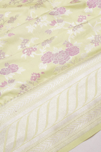 Banarasi Silk Jaal Pastel Green Saree
