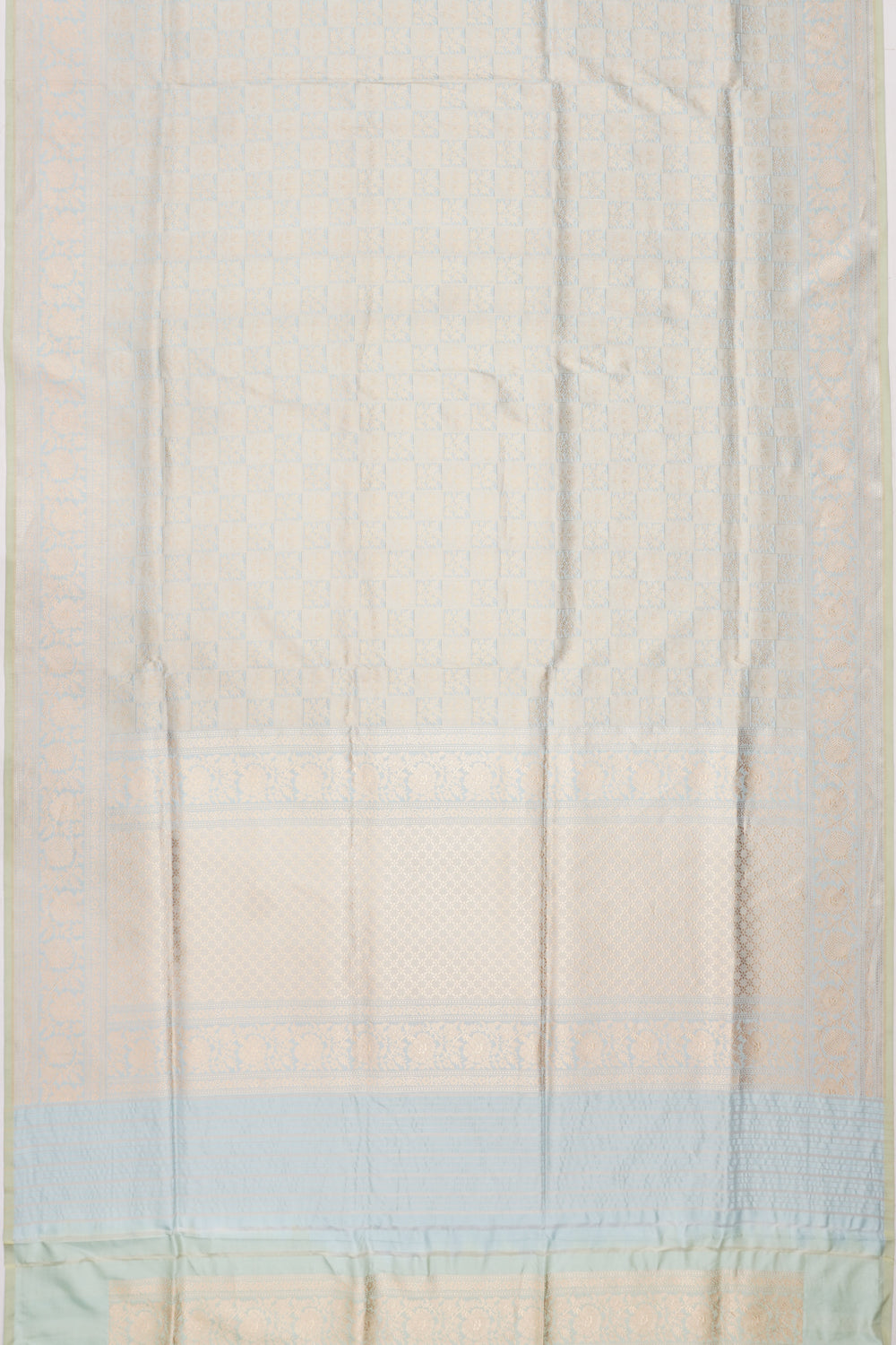 Banarasi Silk Checks And Butta Pastel Blue Saree
