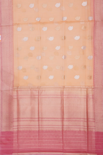 Banarasi Kora Organza Butta Pastel Orange Saree