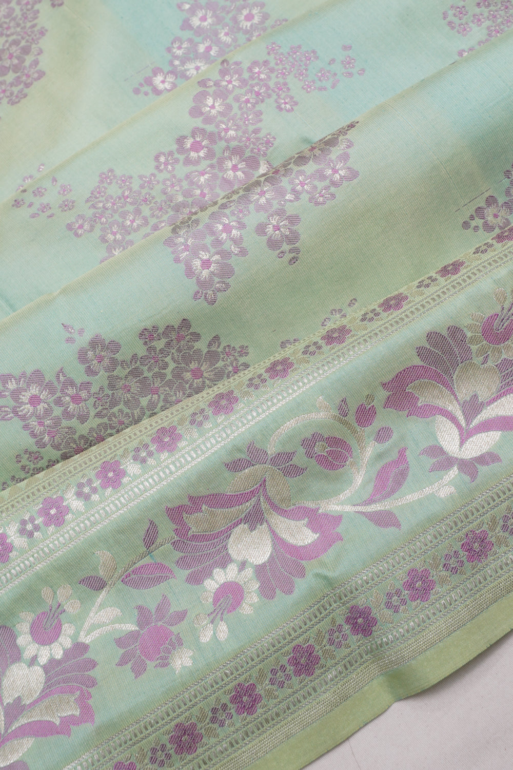 Banarasi SIlk Brocade Pastel Green Saree
