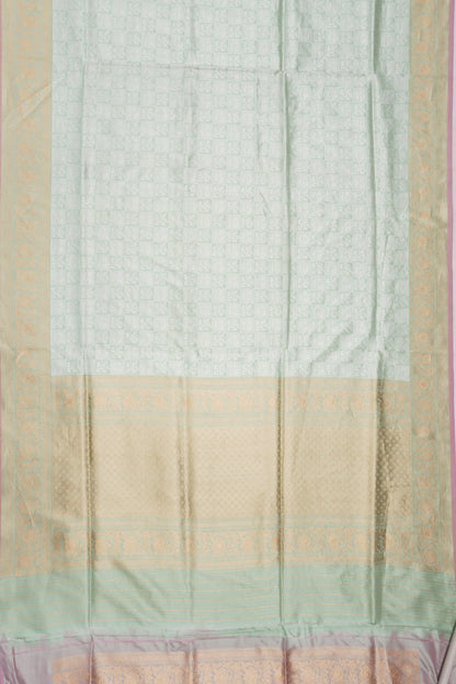 Banarasi Silk Checks And BUtta Pastel Green Saree