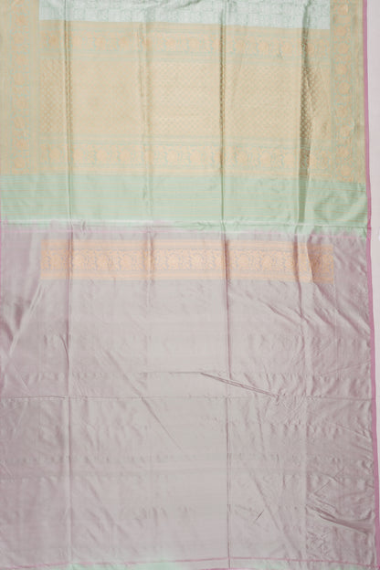 Banarasi Silk Checks And BUtta Pastel Green Saree
