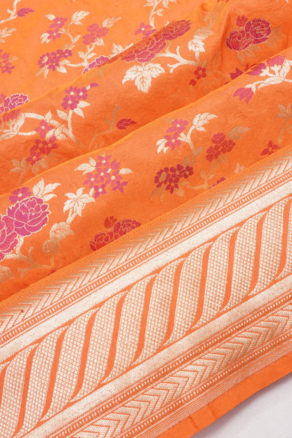 Banarasi Silk Brocade Orange Saree