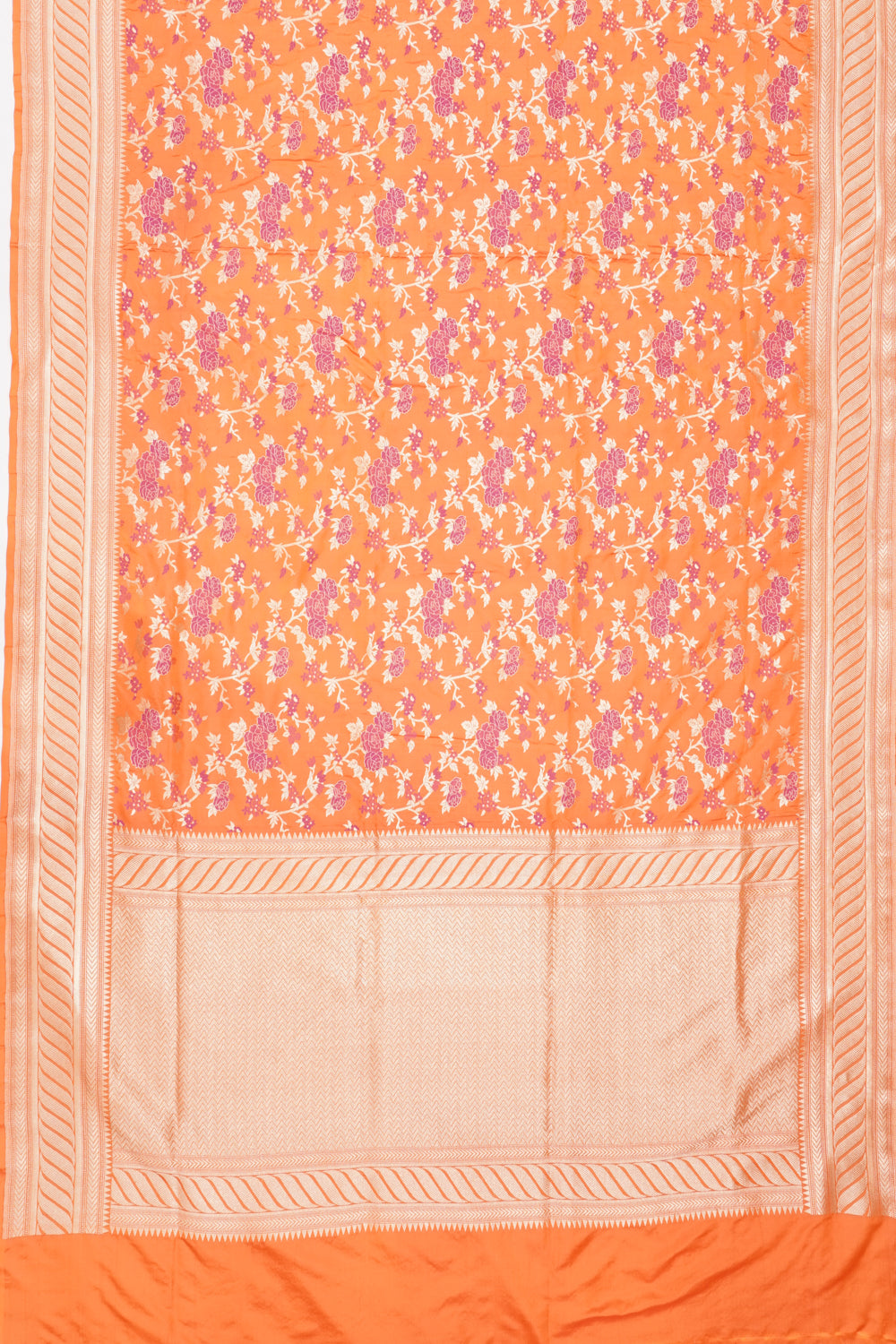Banarasi Silk Brocade Orange Saree