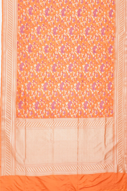 Banarasi Silk Brocade Orange Saree
