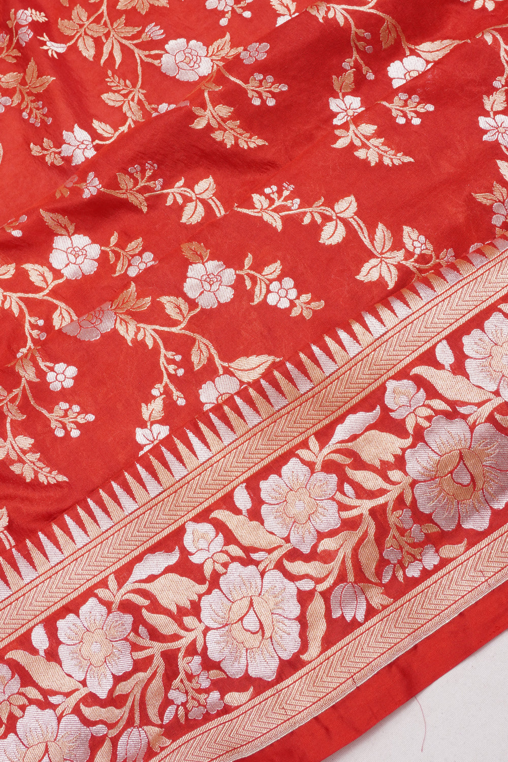 Banarasi Silk Jaal Red Saree