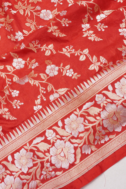 Banarasi Silk Jaal Red Saree