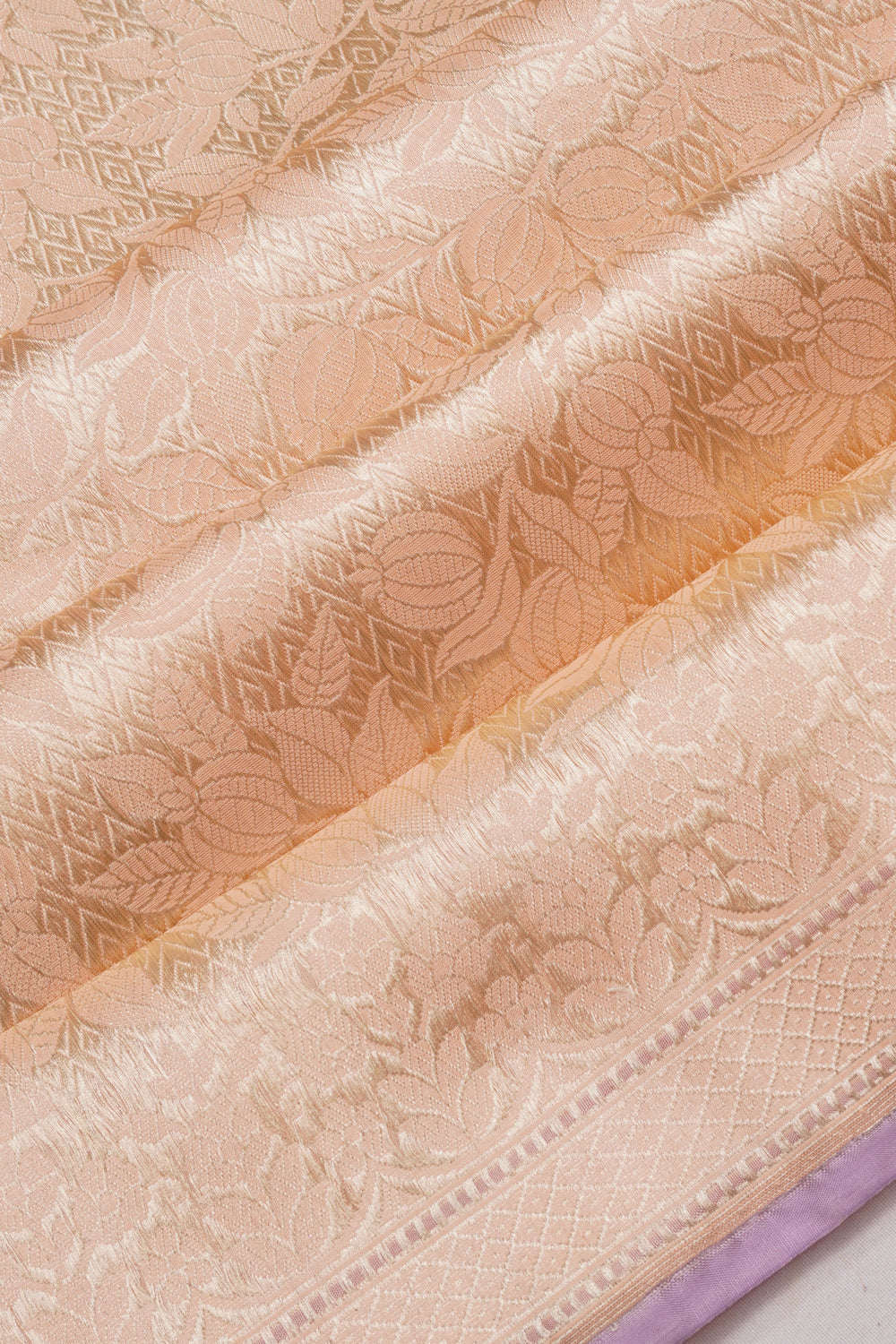 Banarasi Silk Brocade Pastel Orange Saree