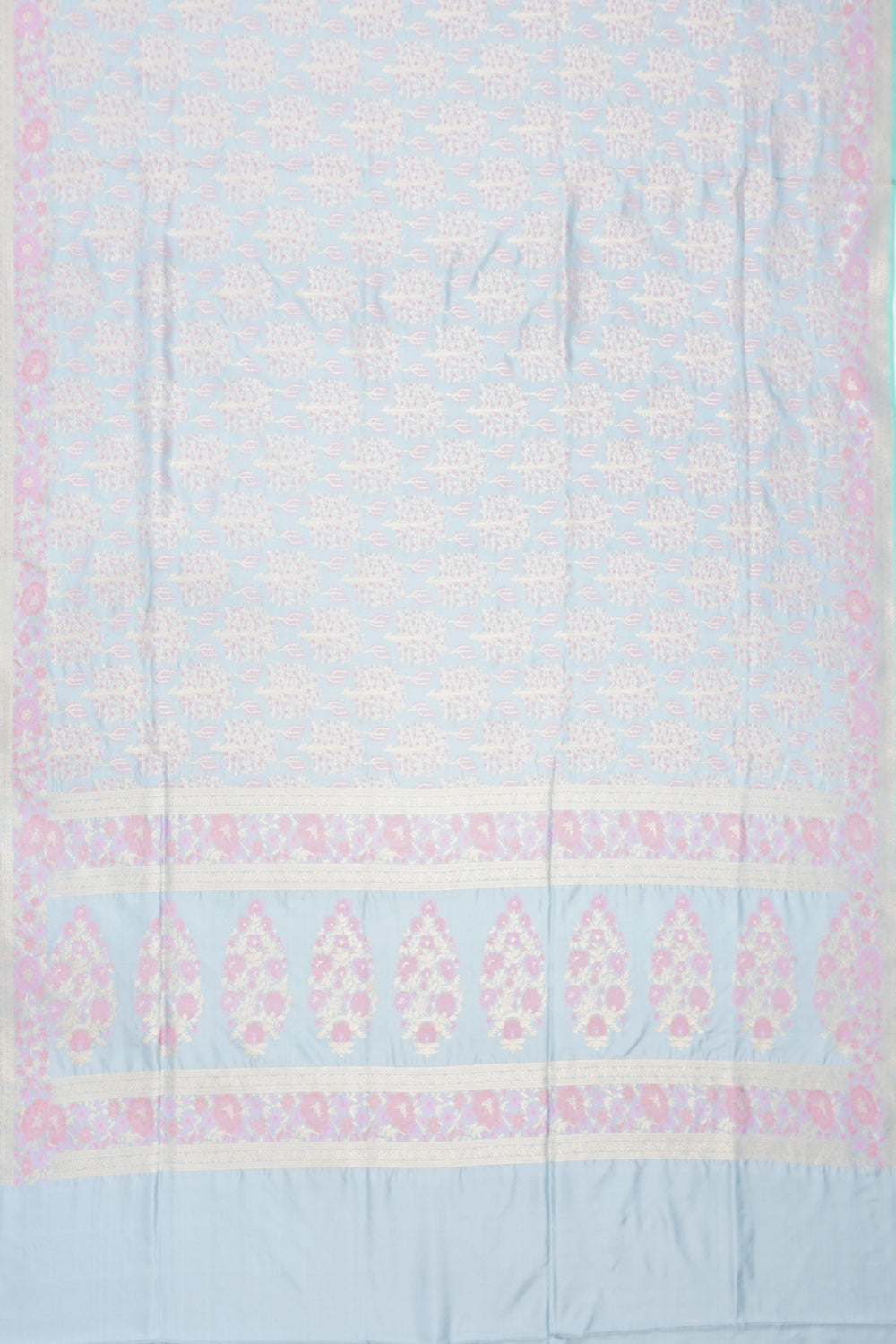 Banarasi Silk Brocade Pastel Blue Saree