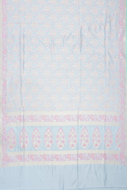 Banarasi Silk Brocade Pastel Blue Saree